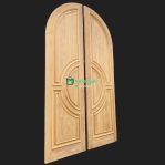 Pintu Jati 2 Daun Model 3 Panel Kusen Lengkung Terbaru Elegan