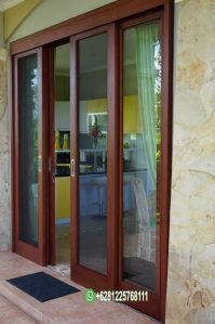 Jual Pintu Sliding Kayu Jati 4 Daun Kaca Custom JP-111