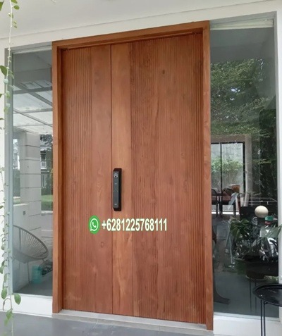 Pintu Kayu Jati Minimalis 2 Daun Besar Kecil