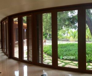 Jual Pintu Balkon Kayu Jati Kaca Minimalis Custom Ukuran JP-106