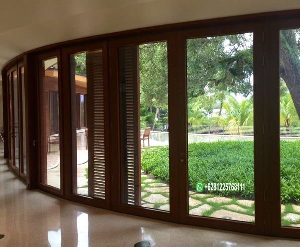 Jual Pintu Balkon Kayu Jati Kaca Minimalis Custom Ukuran JP-106